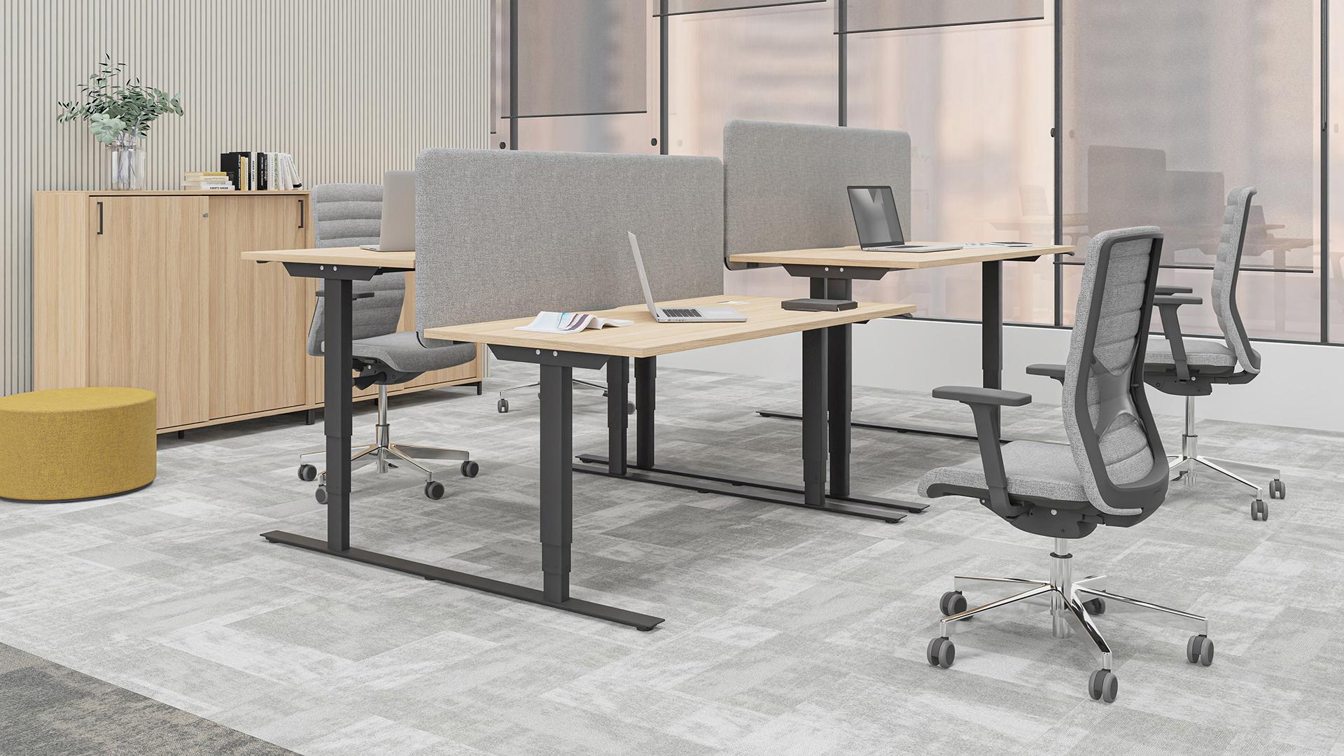 Elektriski regulējams galds EASY, D1 - balināts ozola melamīns, E - balts, 1400x800