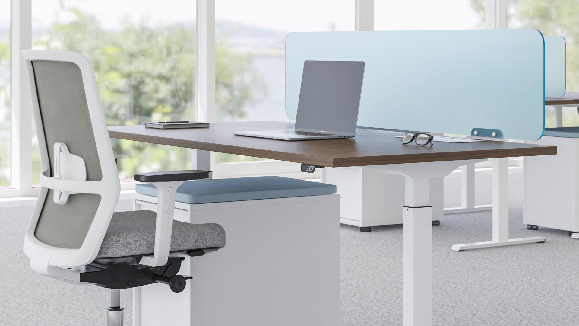 Elektriski regulējams galds B-ACTIVE, D1 - balināts ozola melamīns, E - balts, 1200x800