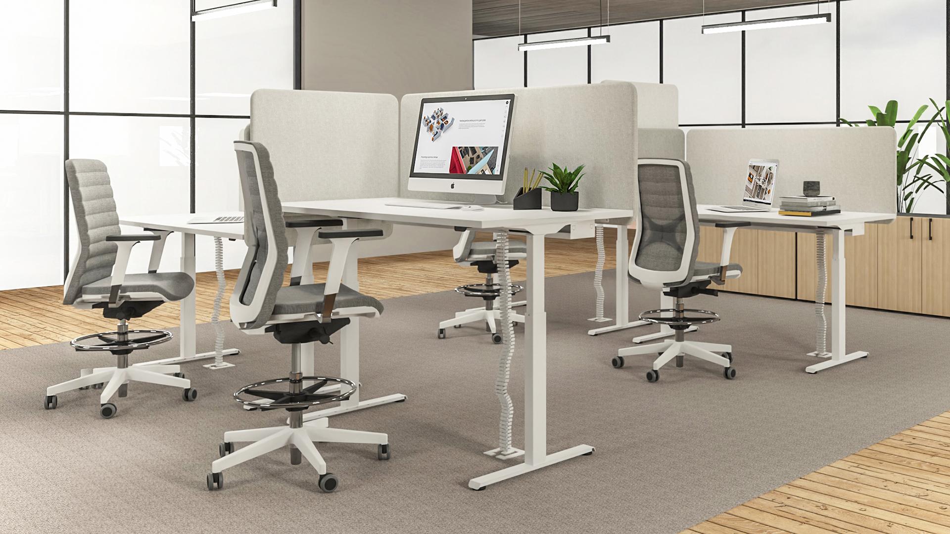 Elektriski regulējams galds B-ACTIVE, D1 - balināts ozola melamīns, E - balts, 1200x800