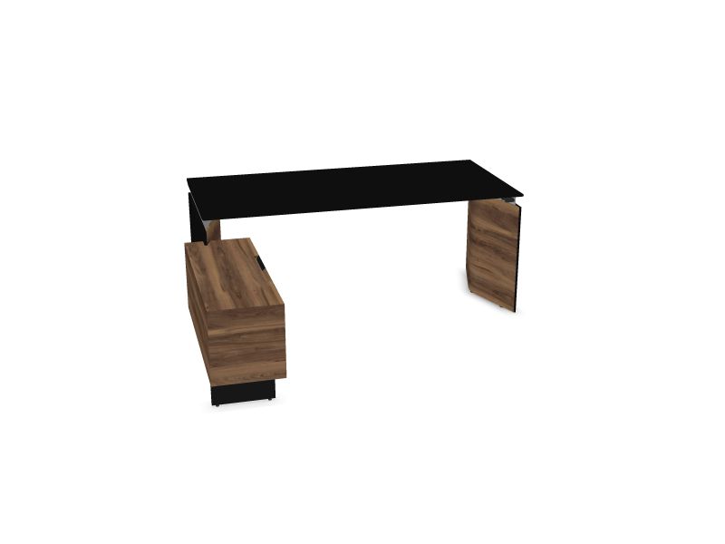 MOVE&LEAD, H16B01 - Black HPL Fenix/Black edge, RR - Walnut veneer, 1800x850