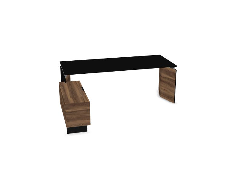 MOVE&LEAD, H16B01 - Black HPL Fenix/Black edge, RR - Walnut veneer, 2000x850