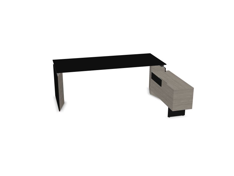 MOVE&LEAD, H16B01 - Black HPL Fenix/Black edge, N63 - Walnut stained grey, 2000x850