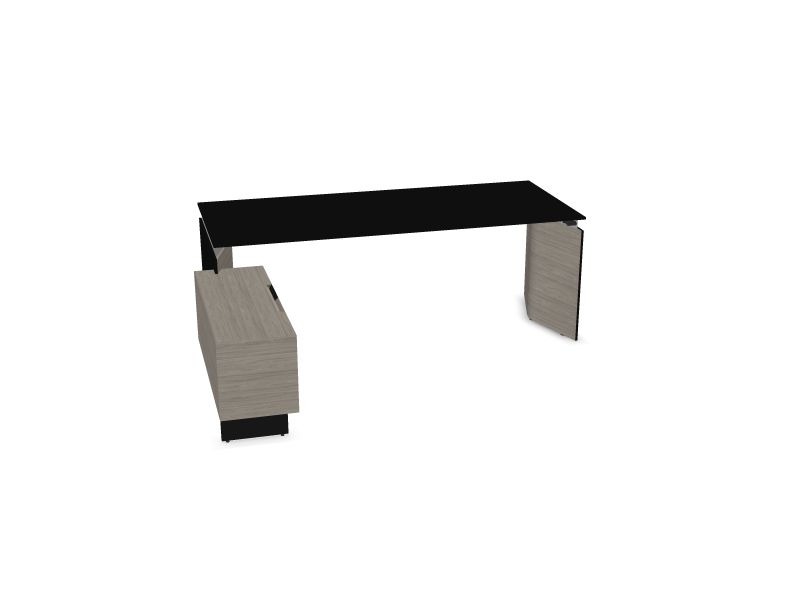 MOVE&LEAD, H16B01 - Black HPL Fenix/Black edge, N63 - Walnut stained grey, 2000x850