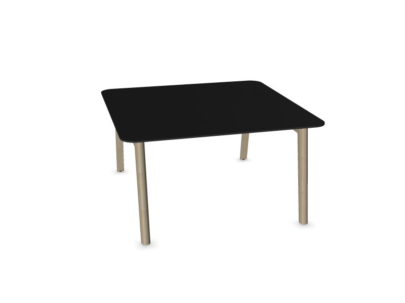 Konferenču galds NOVA WOOD (4 vietas), W2 - gaiši pelēki krāsoti pelni, H16B01 - melns HPL /melns, 1400x1400