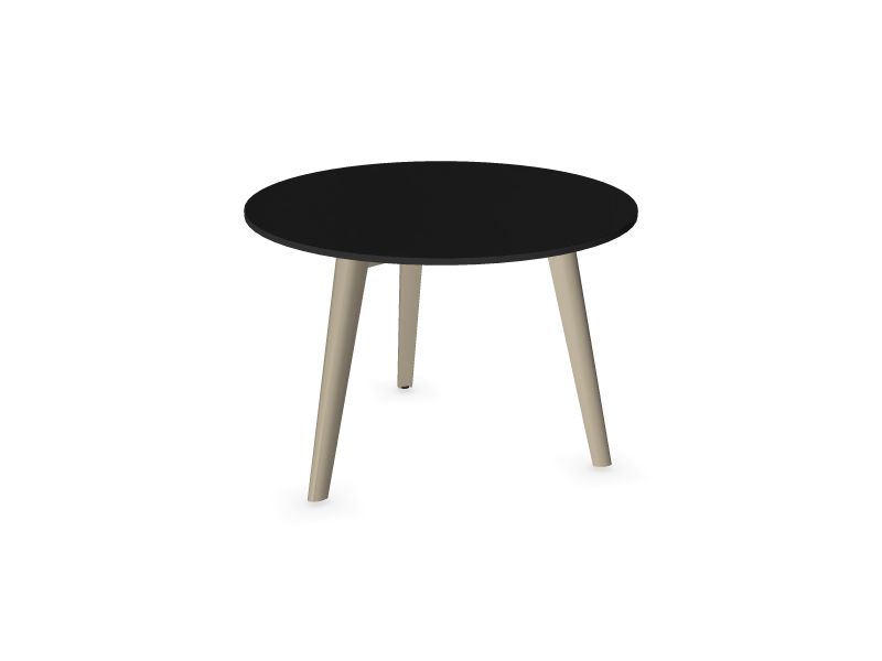 Apaļais kafijas galdiņš NOVA WOOD, W2 - gaiši pelēki krāsoti pelni, H16B01 - melns HPL /melns