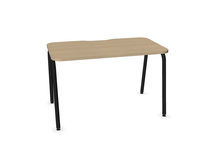 Datorgalds ROUND, D1 - balināts ozola melamīns, A - Melns, 1200x700