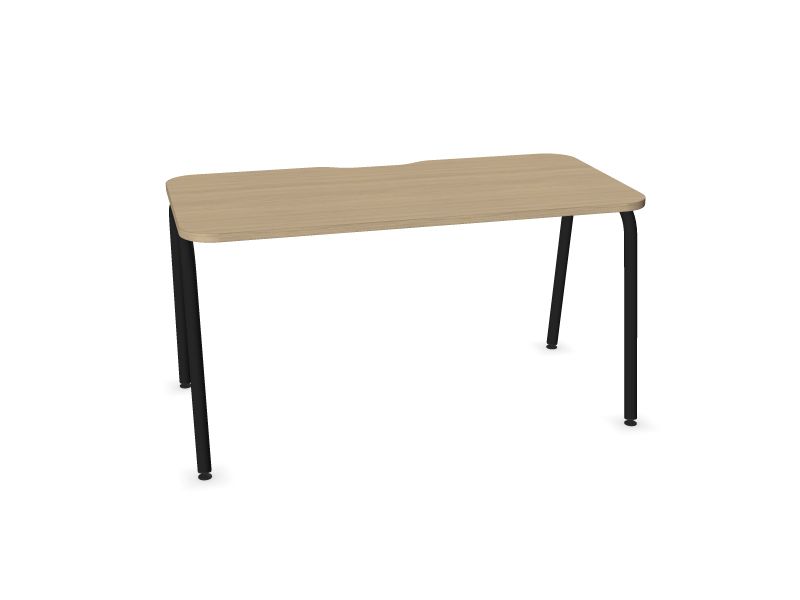 Datorgalds ROUND, D1 - balināts ozola melamīns, A - Melns, 1400x700