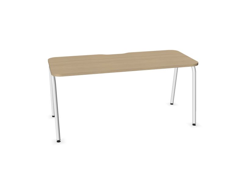 Datorgalds ROUND, D1 - balināts ozola melamīns, E - balts, 1600x700