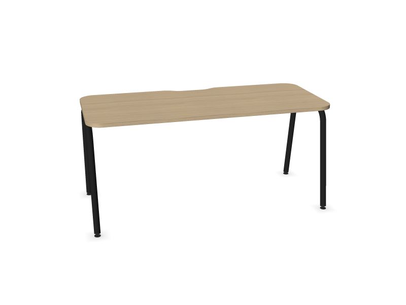 Datorgalds ROUND, D1 - balināts ozola melamīns, A - Melns, 1600x700