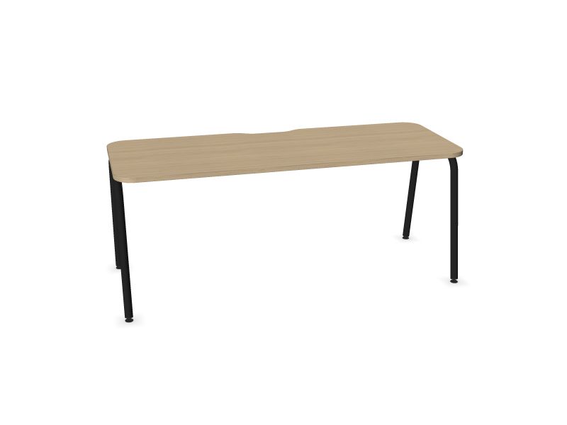 Datorgalds ROUND, D1 - balināts ozola melamīns, A - Melns, 1800x700