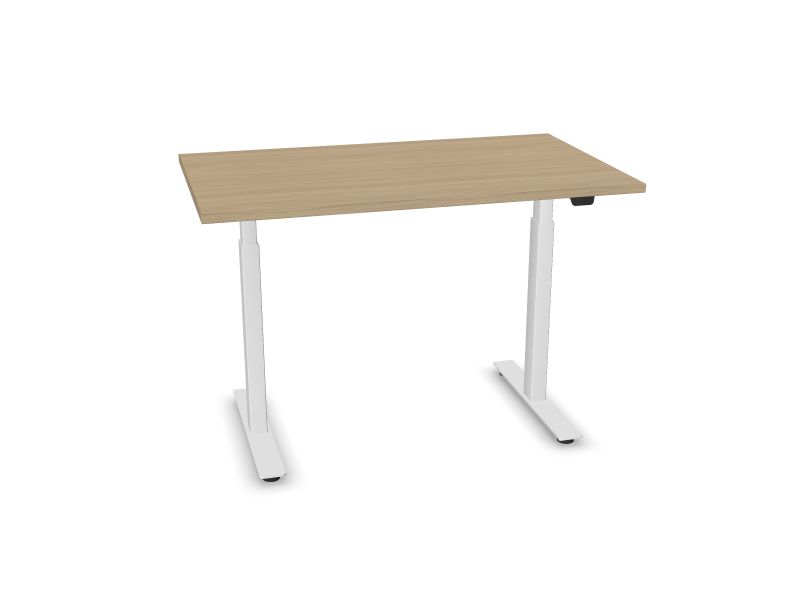 Elektriski regulējams galds B-ACTIVE, D1 - balināts ozola melamīns, E - balts, 1200x700