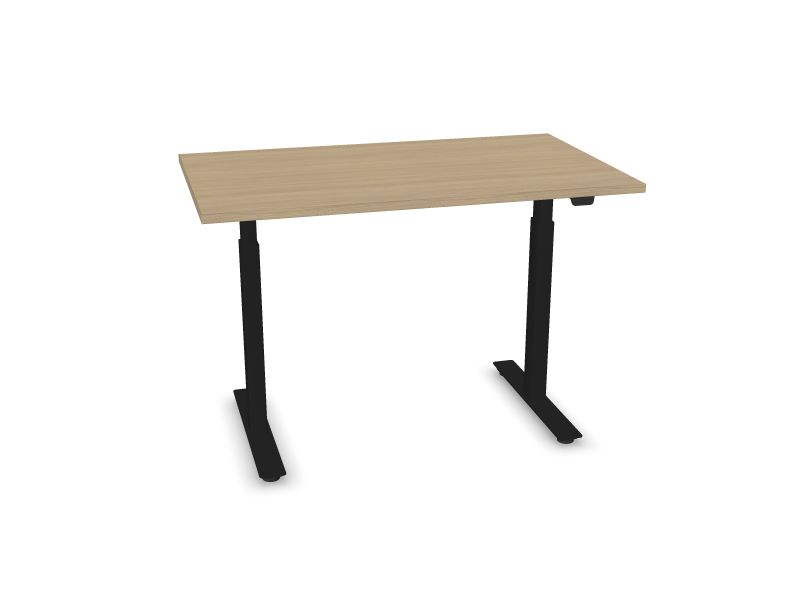 Elektriski regulējams galds B-ACTIVE, D1 - balināts ozola melamīns, A - Melns, 1200x700