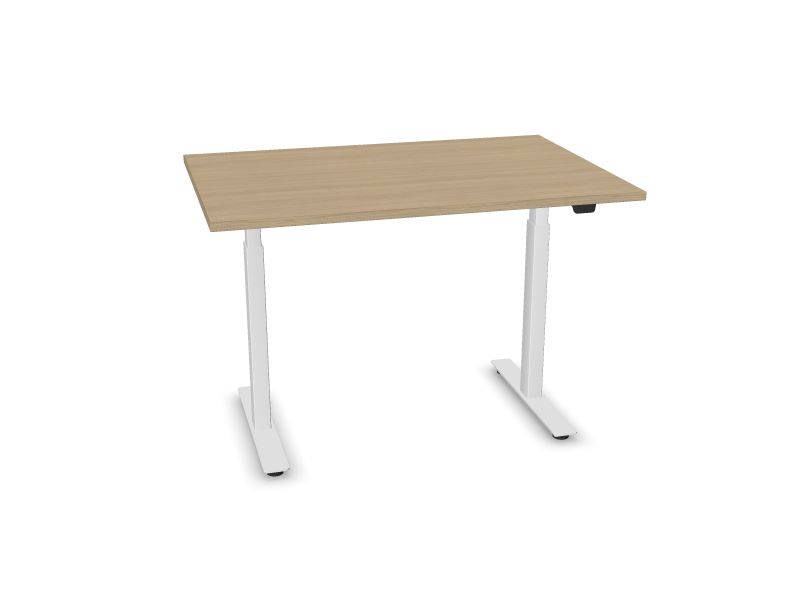 Elektriski regulējams galds B-ACTIVE, D1 - balināts ozola melamīns, E - balts, 1200x800