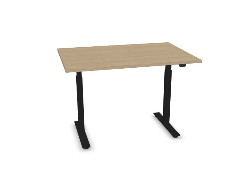 Elektriski regulējams galds B-ACTIVE, D1 - balināts ozola melamīns, A - Melns, 1200x800