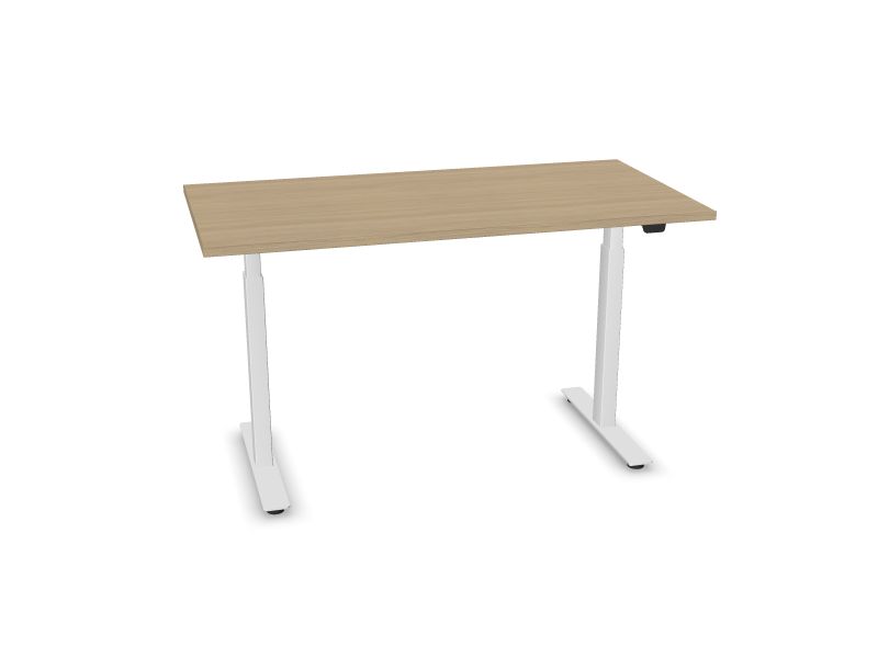 Elektriski regulējams galds B-ACTIVE, D1 - balināts ozola melamīns, E - balts, 1400x700