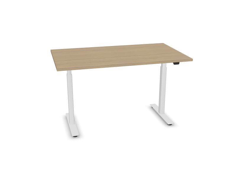 Электро-регулируемый компьютерный стол B-ACTIVE, D1 - Выбеленный дуб меламин, E - Белая, 1400 x 800