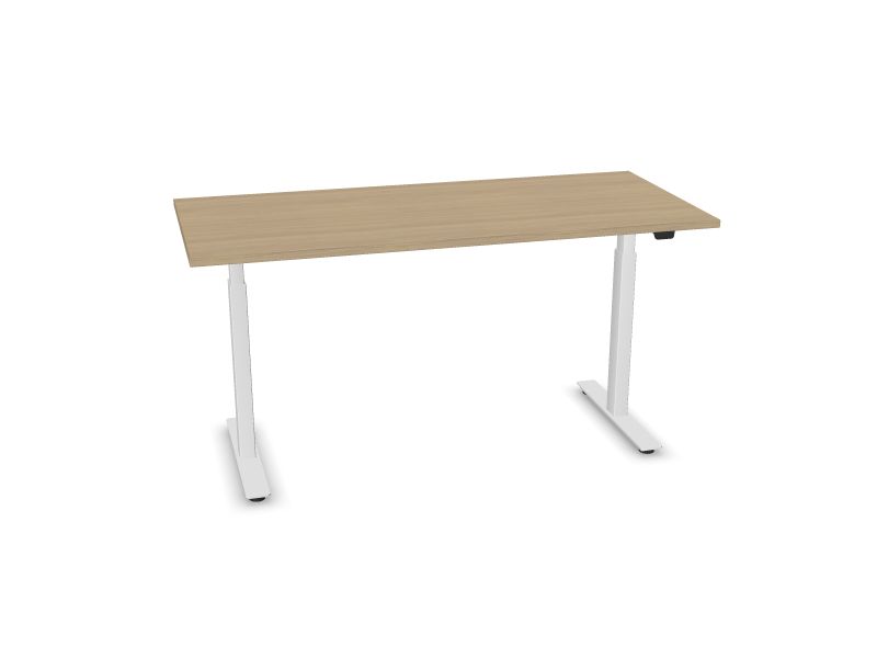 Elektriski regulējams galds B-ACTIVE, D1 - balināts ozola melamīns, E - balts, 1600x700