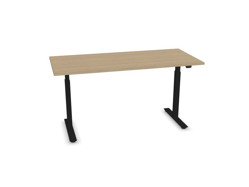 Elektriski regulējams galds B-ACTIVE, D1 - balināts ozola melamīns, A - Melns, 1600x700