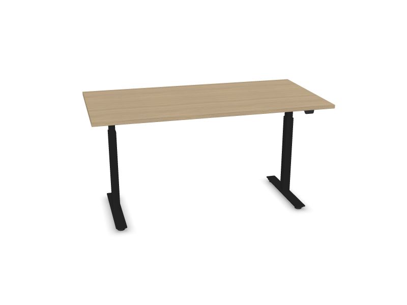 Elektriski regulējams galds B-ACTIVE, D1 - balināts ozola melamīns, A - Melns, 1600x800