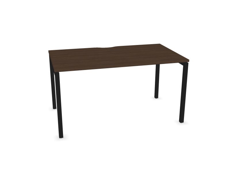 Компьютерный стол NOVA U, D4 - орех темный меламин, A - Черная, 1400 x 800