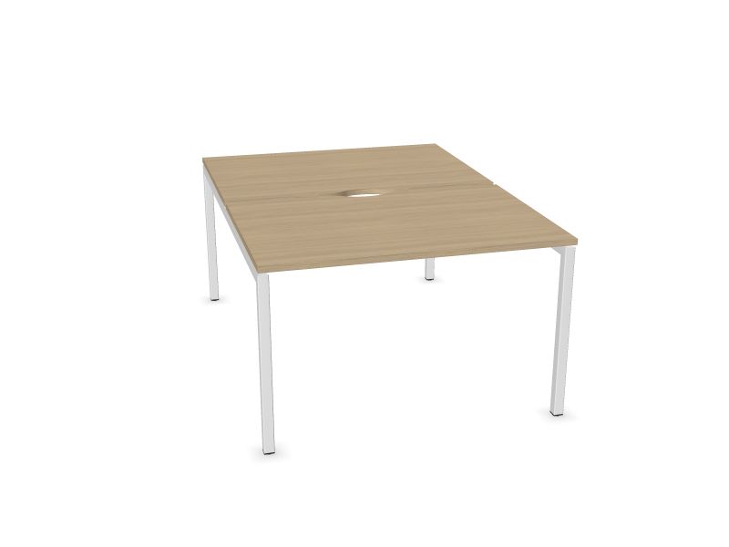 Biroja galdu sistēma NOVA U, D1 - balināts ozola melamīns, E - balts, 1200x1640