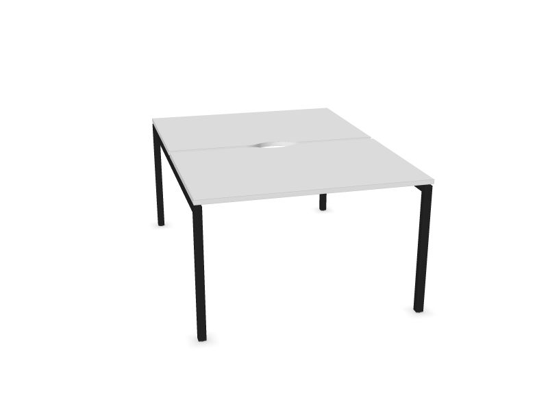 Biroja galdu sistēma NOVA U, M1 - balts melamīns, A - Melns, 1200x1640