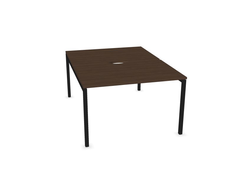 Biroja galdu sistēma NOVA U, D4 - tumšs melamīna valrieksts, A - Melns, 1200x1640