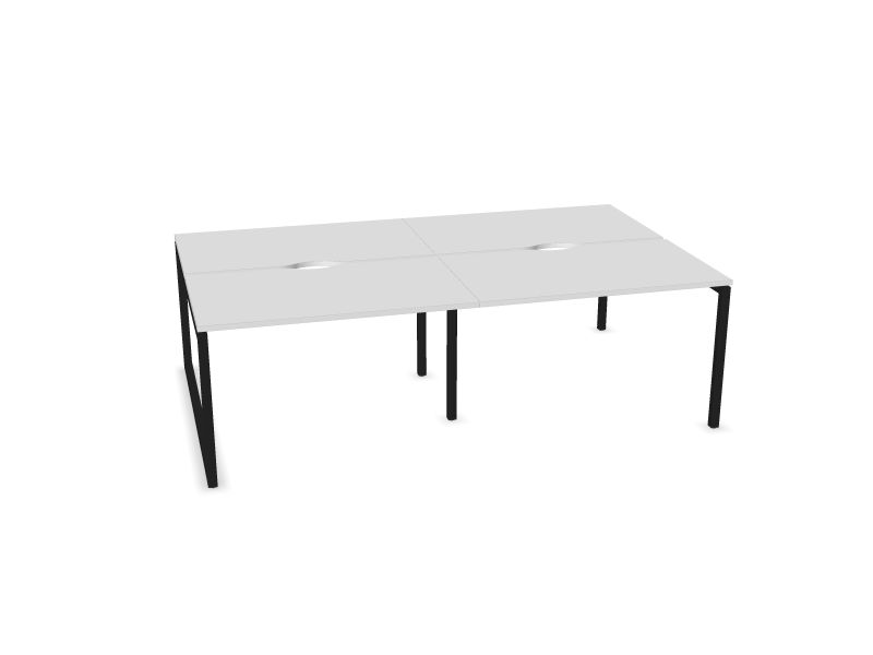 Biroja galdu sistēma NOVA O, M1 - balts melamīns, A - Melns, 1200x1440