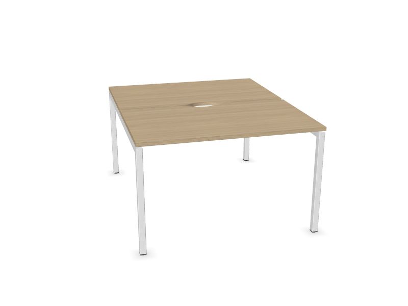 Biroja galdu sistēma NOVA U, D1 - balināts ozola melamīns, E - balts, 1200x1440