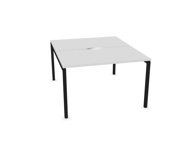 Biroja galdu sistēma NOVA U, M1 - balts melamīns, A - Melns, 1200x1440