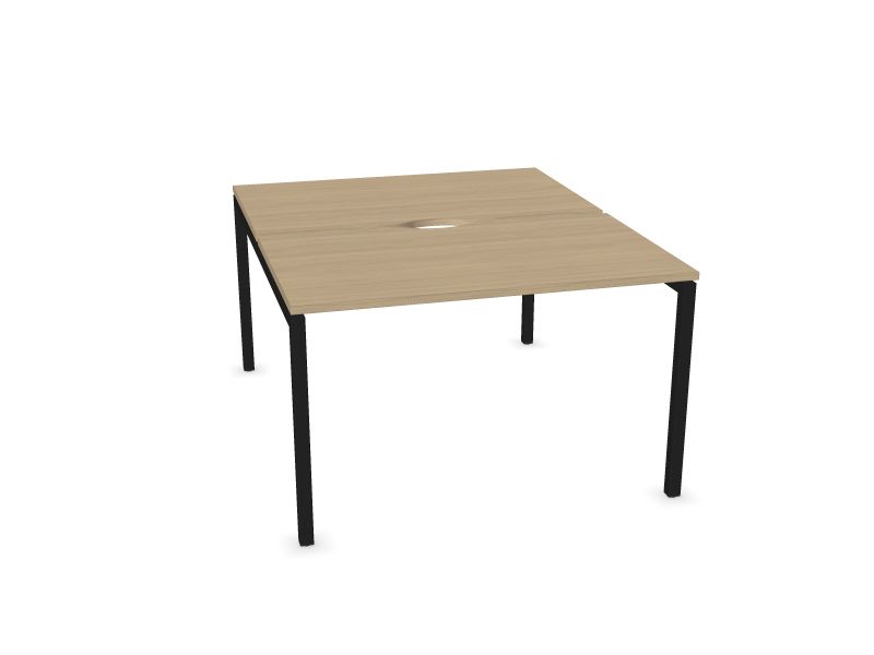 Biroja galdu sistēma NOVA U, D1 - balināts ozola melamīns, A - Melns, 1200x1440