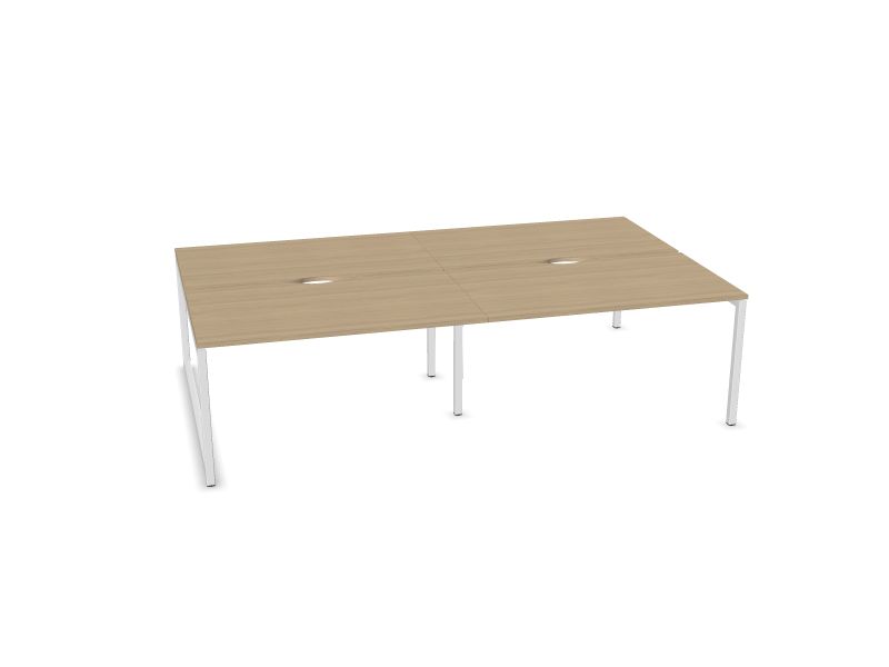 Biroja galdu sistēma NOVA O, D1 - balināts ozola melamīns, E - balts, 1400x1640