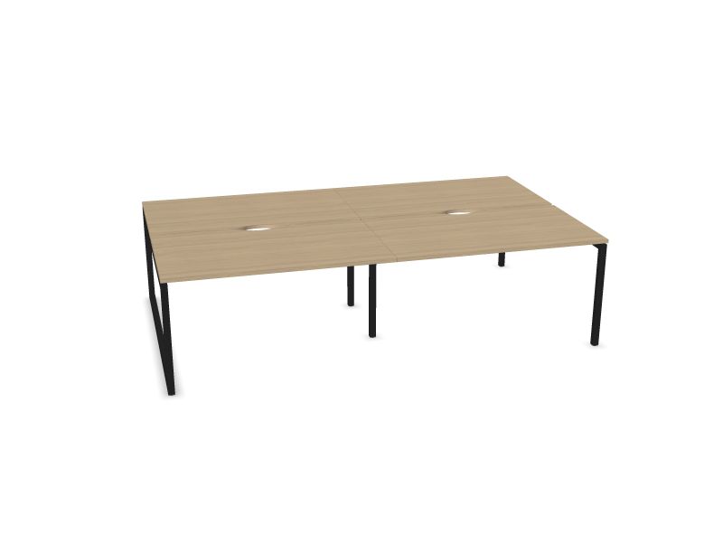 Biroja galdu sistēma NOVA O, D1 - balināts ozola melamīns, A - Melns, 1400x1640