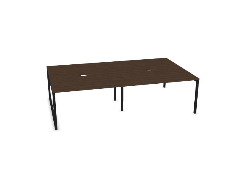 Biroja galdu sistēma NOVA O, D4 - tumšs melamīna valrieksts, A - Melns, 1400x1640