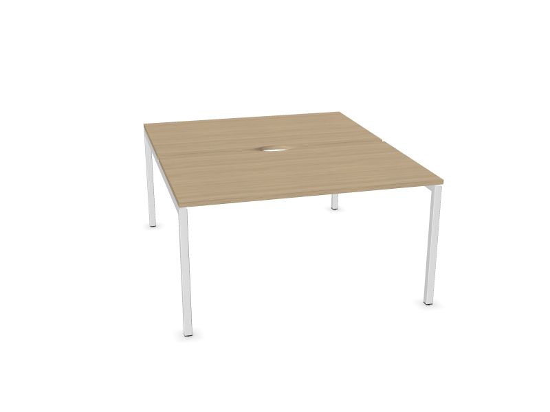 Biroja galdu sistēma NOVA U, D1 - balināts ozola melamīns, E - balts, 1400x1640