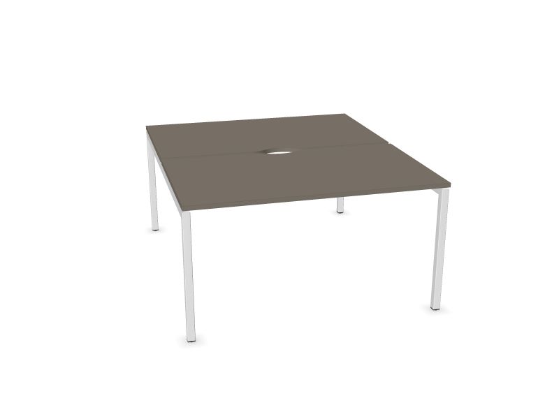 Biroja galdu sistēma NOVA U, N2 - pelēks kubīta melamīns, E - balts, 1400x1640