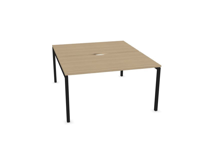Biroja galdu sistēma NOVA U, D1 - balināts ozola melamīns, A - Melns, 1400x1640
