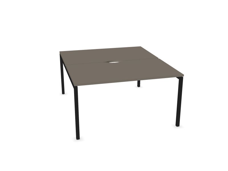 Biroja galdu sistēma NOVA U, N2 - pelēks kubīta melamīns, A - Melns, 1400x1640