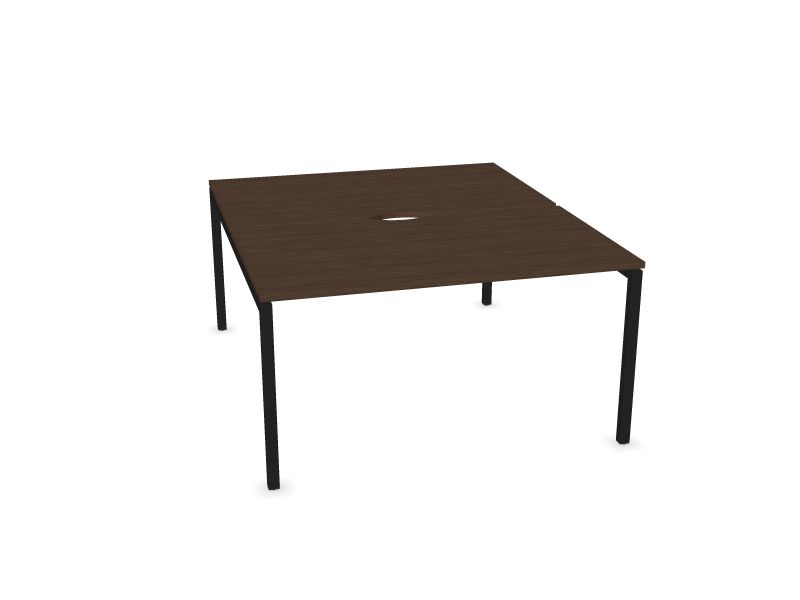 Biroja galdu sistēma NOVA U, D4 - tumšs melamīna valrieksts, A - Melns, 1400x1640