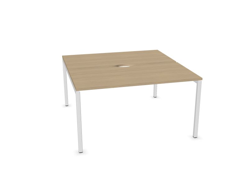 Biroja galdu sistēma NOVA U, D1 - balināts ozola melamīns, E - balts, 1400x1440