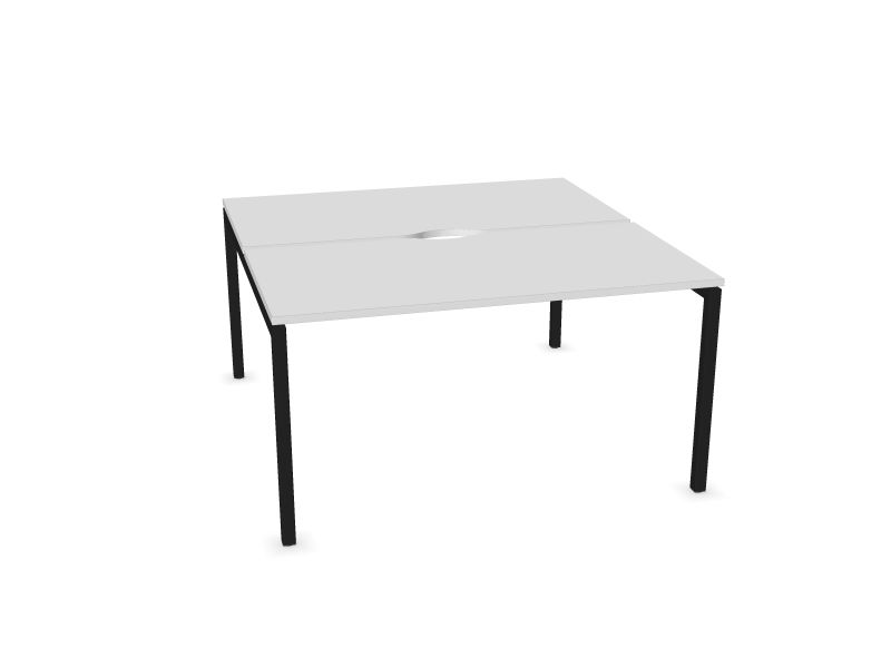 Biroja galdu sistēma NOVA U, M1 - balts melamīns, A - Melns, 1400x1440