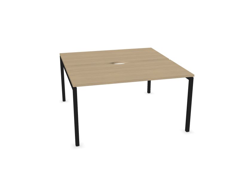 Biroja galdu sistēma NOVA U, D1 - balināts ozola melamīns, A - Melns, 1400x1440