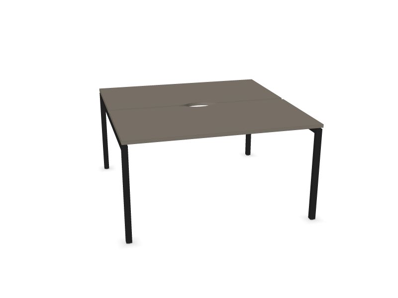 Biroja galdu sistēma NOVA U, N2 - pelēks kubīta melamīns, A - Melns, 1400x1440