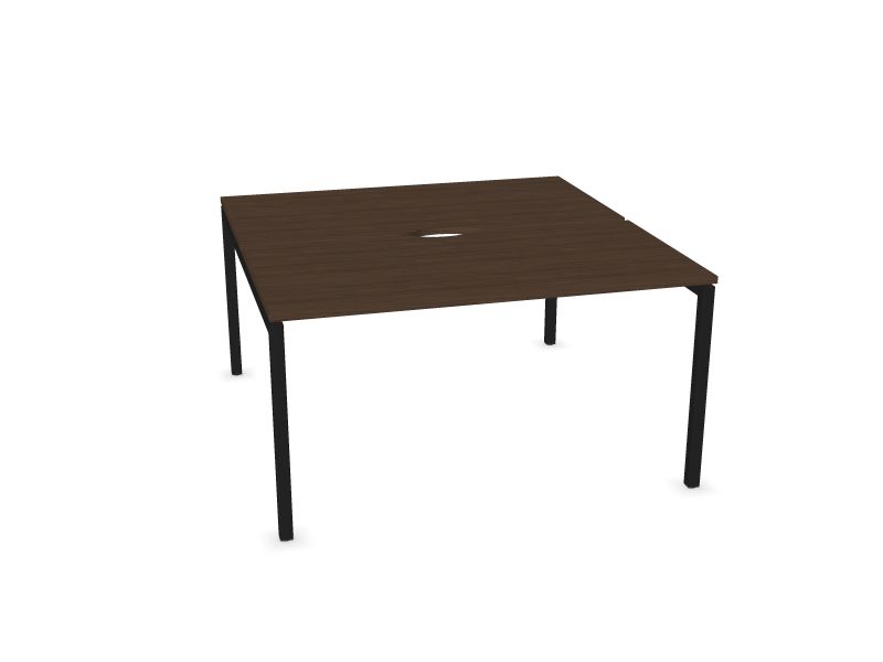 Biroja galdu sistēma NOVA U, D4 - tumšs melamīna valrieksts, A - Melns, 1400x1440