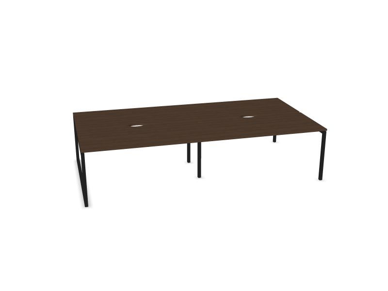 Biroja galdu sistēma NOVA O, D4 - tumšs melamīna valrieksts, A - Melns, 1600x1640