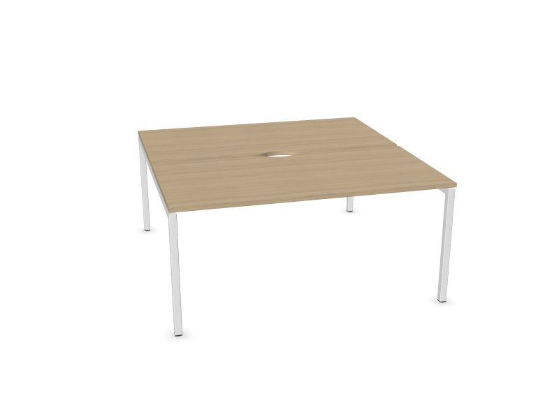 Biroja galdu sistēma NOVA U, D1 - balināts ozola melamīns, E - balts, 1600x1640
