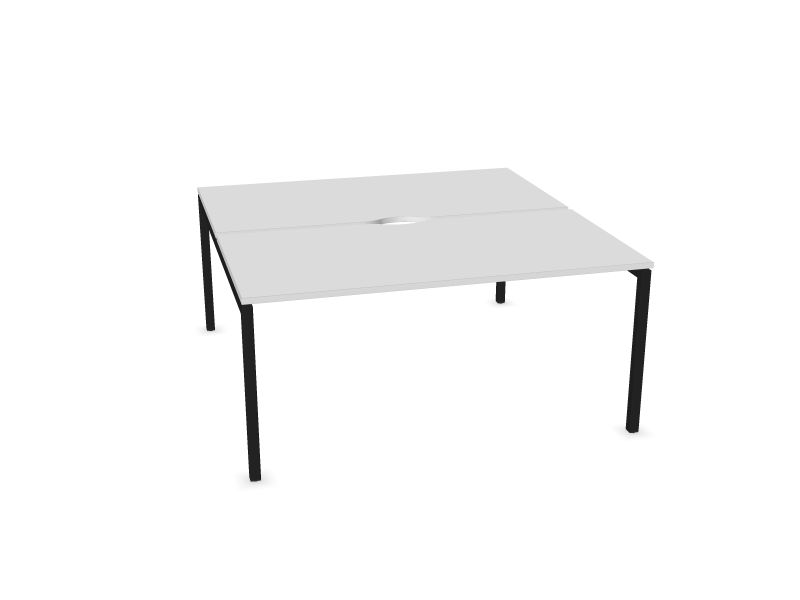 Biroja galdu sistēma NOVA U, M1 - balts melamīns, A - Melns, 1600x1640