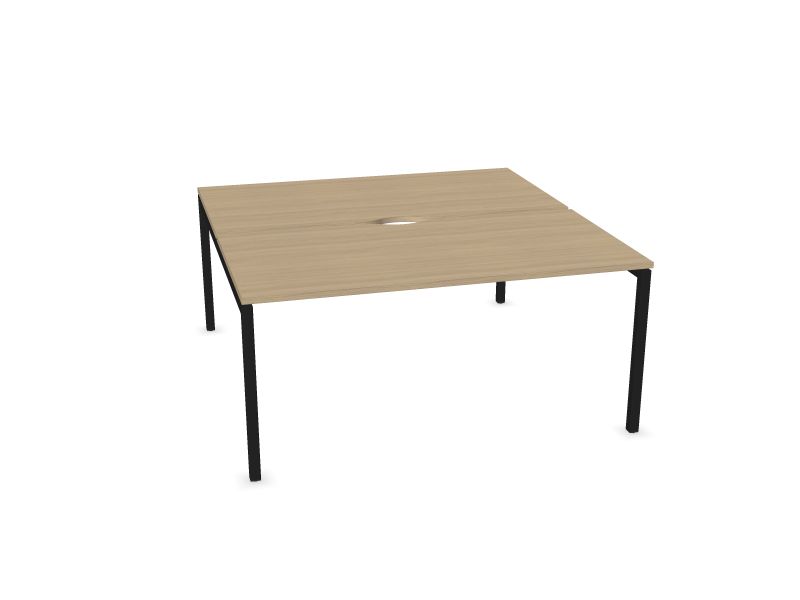 Biroja galdu sistēma NOVA U, D1 - balināts ozola melamīns, A - Melns, 1600x1640