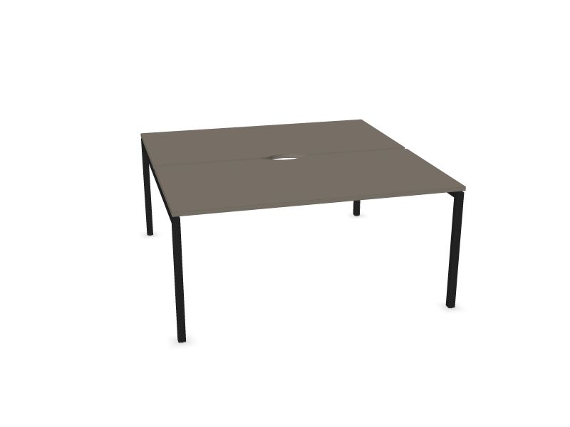 Biroja galdu sistēma NOVA U, N2 - pelēks kubīta melamīns, A - Melns, 1600x1640