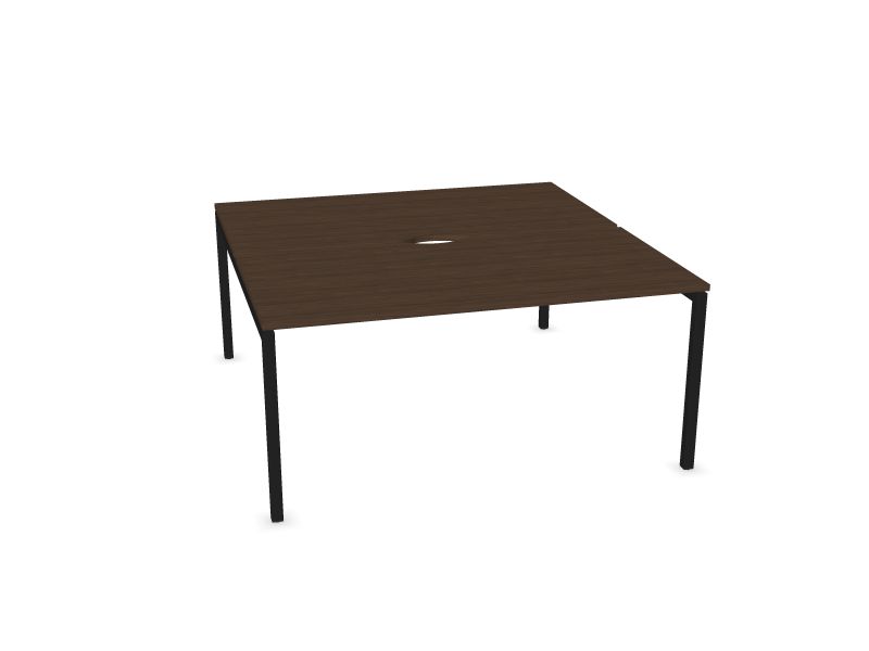 Biroja galdu sistēma NOVA U, D4 - tumšs melamīna valrieksts, A - Melns, 1600x1640